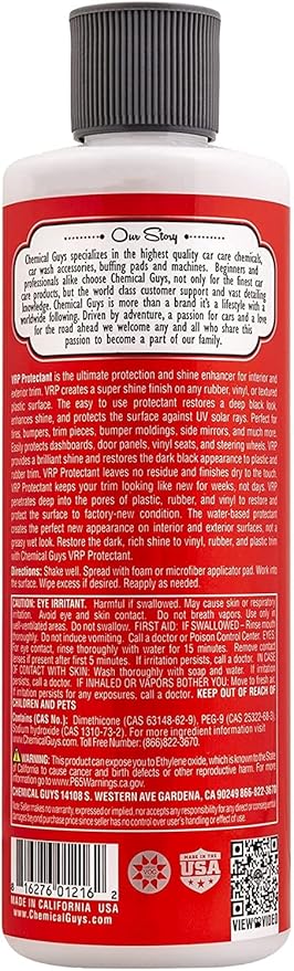 Chemical Guys VRP Vinyl, Rubber, and Plastic Dressing - Tire Dressing, Non-Greasy, Dry-to-the-Touch Shine for Tires, Trim, and More, Safe for Cars, Trucks, SUVs, RVs & More - 16 oz (Pack of 3)