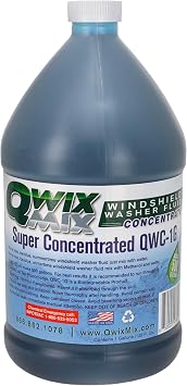 Qwix Mix 1-Gallon Windshield Washer Fluid Concentrate, Makes 500 Gallons, Biodegradable Bug, Grime & Dirt Remover Fluid,