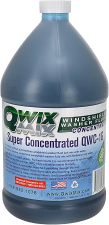Qwix Mix 1-Gallon Windshield Washer Fluid Concentrate, Makes 500 Gallons, Biodegradable Bug, Grime & Dirt Remover Fluid,