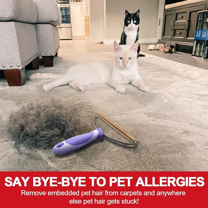 Pet Hair Remover, Dog Cat Hair Remover, Lint Cleaner Pro, Fur Removal Tool, Portable Carpet Scraper, Fuzz Rollers Hairball Shaver for Carpets, Car Mat, Couch, Pet Bed, Furniture & Rug (Purple, 2-Pack)