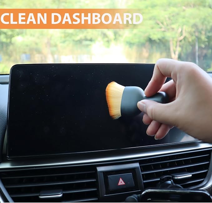 2PCS Car Detailing Brush Car Cleaning Brush Interior, Soft Bristle Dusting Brush Car Interior Cleaning Tool Car Dash Duster Brush for Dashboard, Leather, Air Vents, Computer, Keyboard(with Cap)
