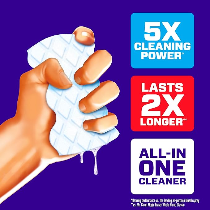 Mr. Clean Magic Eraser Sponge, All Purpose Cleaner, Cleaning Scrubber, Wall, Sneaker, Kitchen, Bathroom, Shower Cleaner, Cleaning Supplies, Melamine Sponge, Cleaning Pads, Extra Durable, 9ct
