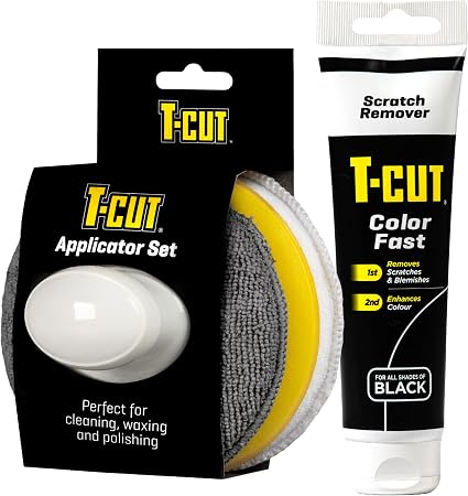 T-Cut CSB150 Black Scratch Remover Color Fast Paintwork Restorer Car Polish - 150g plus a Wax Applicator Set with Handle