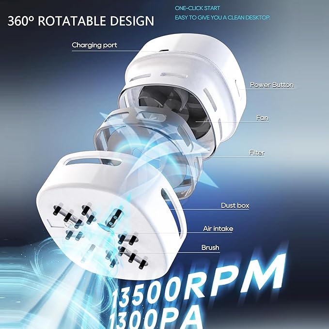 Mini Desktop Vacuum Cleaner, USB Handheld Computer Dust Collector, Portable Vacuum with Auto Power Off Function. for Home, Office, Sewing Machines, Keyboards, Cars
