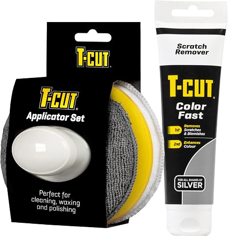 T-Cut CSS150 Silver Scratch Remover Color Fast Paintwork Restorer Car Polish - 150g plus a Wax Applicator Set with Handl