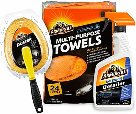 Armor All Interior Car Cleaning Kit, Interior Detailer Spray with Microfiber Towels and Microfiber Duster, 16 Fl Oz (3 P