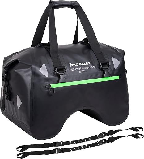 WILD HEART Dry Motorcycle Tail bag 70L/50L With Rope Straps and Inner Pocket Waterproof PVC 500D for Travel,Motorcycle a
