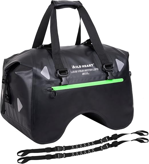 WILD HEART Dry Motorcycle Tail bag 70L/50L With Rope Straps and Inner Pocket Waterproof PVC 500D for Travel,Motorcycle a