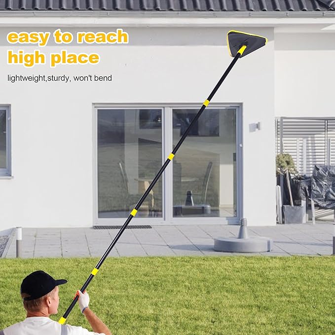 Newly Upgraded Wall Mop with 82 Inches Long Handle, 180° Folding Wall Cleaner Triangle Mop with Squeegee, 3-in-1 Ceiling Cleaning Tool with 6 Replacement Pads for Wall, Baseboards, Ceiling, Floor