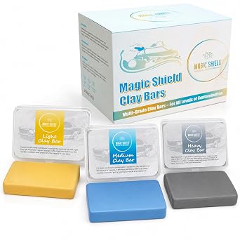 Magic Shield Car Clay Bar Triple Pack, Light, Medium & Heavy, 3 x 100 g