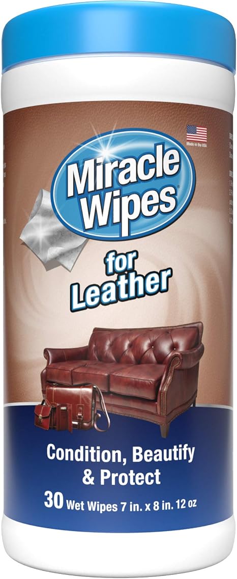 MiracleWipes for Leather Cleaning & Conditioning, Vehicle, Furniture, Shoes, Jacket, Interior, Upholstery, Cleans, Prote
