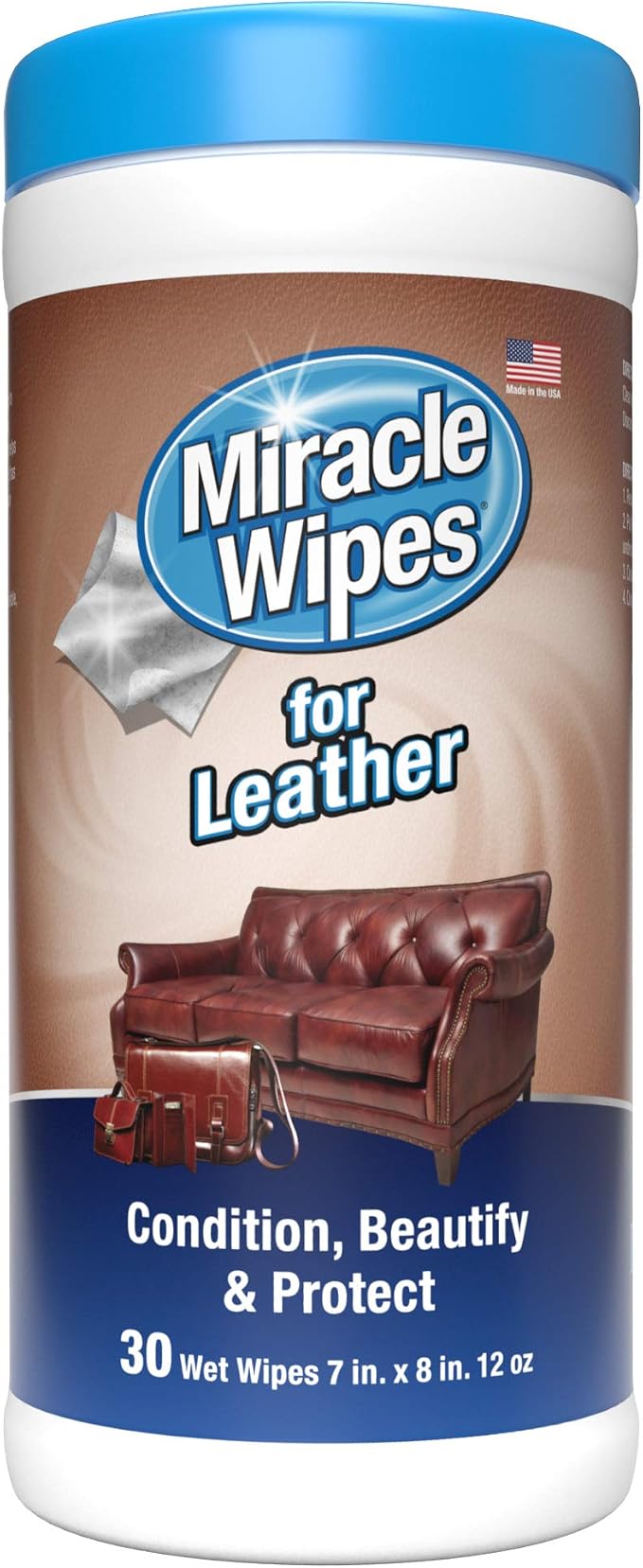 MiracleWipes for Leather Cleaning & Conditioning, Vehicle, Furniture, Shoes, Jacket, Interior, Upholstery, Cleans, Prote