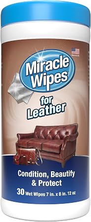 MiracleWipes for Leather Cleaning & Conditioning, Vehicle, Furniture, Shoes, Jacket, Interior, Upholstery, Cleans, Prote