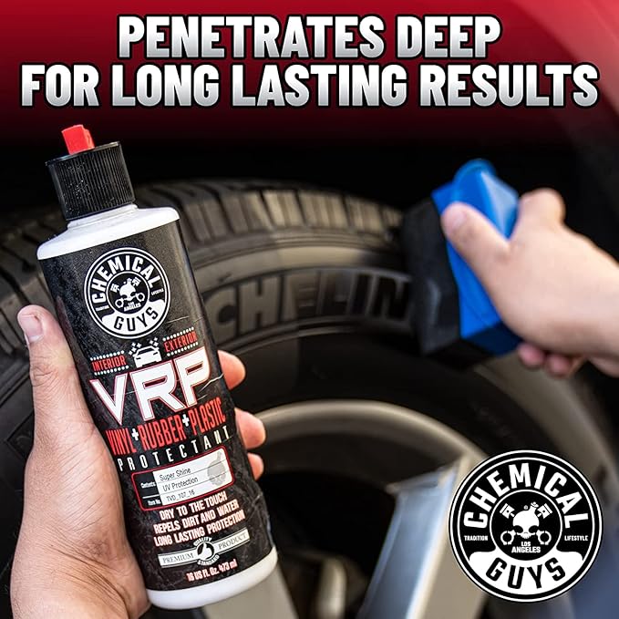 Chemical Guys VRP Vinyl, Rubber, and Plastic Dressing - Tire Dressing, Non-Greasy, Dry-to-the-Touch Shine for Tires, Trim, and More, Safe for Cars, Trucks, SUVs, RVs & More - 16 oz (Pack of 3)