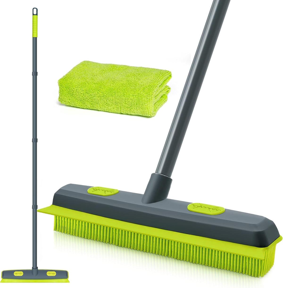 Pet Hair Removal Rubber Broom with Silicone Squeegee (Green)