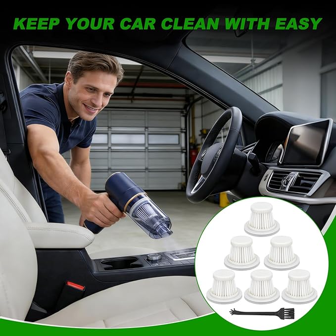 LT-117C Filters Replacement Compatible with KMM LT-117C Handheld Car Vacuum Cleaner - HEPA Vacuum Filter - 6 Pack