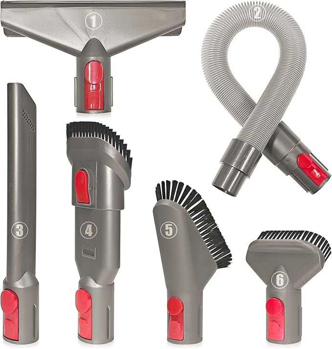 Attachments Kit for Dyson V7 V8 V10 V11 V15 Cordless Models, Furniture Cleaning Kit Vacuum Accessories 6-Piece Brush Replacement