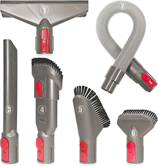 Attachments Kit for Dyson V7 V8 V10 V11 V15 Cordless Models, Furniture Cleaning Kit Vacuum Accessories 6-Piece Brush Replacement