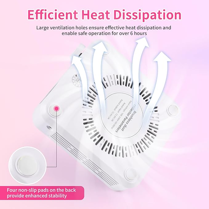 BQAN Nail Dust Collector with 4200RPM Fan - Portable Nail Vacuum Cleaner with Reusable Filter for Acrylic Gel Nail Dust, Professional Nail Tech & Home Manicure Tool (White)