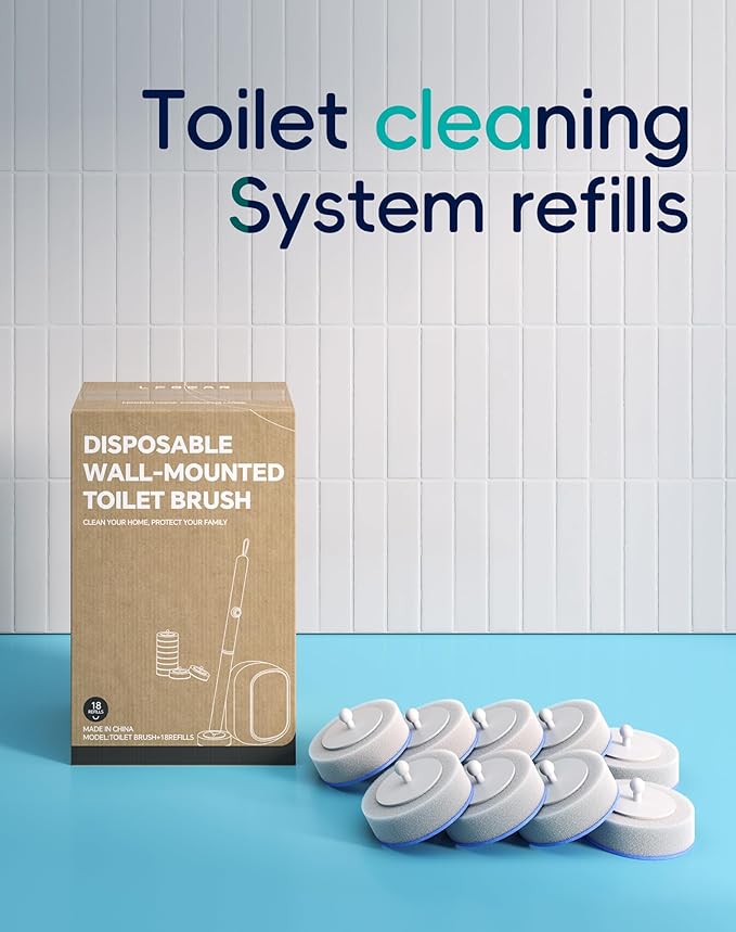 Disposable Toilet Cleaning System - Toilet Wand Kit with 48 High-Performance Refills, Wall Mounted Brush and Holder for Deep Cleaning Bathroom (2 Toilet Brush+48 Refills)