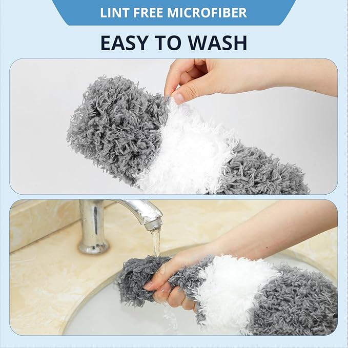 ZZ LAZYCOTTAGE Microfiber Feather Duster for High Reach, Lightweight Ceiling Fan Cleaner, 91.5" Telescopic Pole, Cobweb Duster with Extension Pole for Home & Car