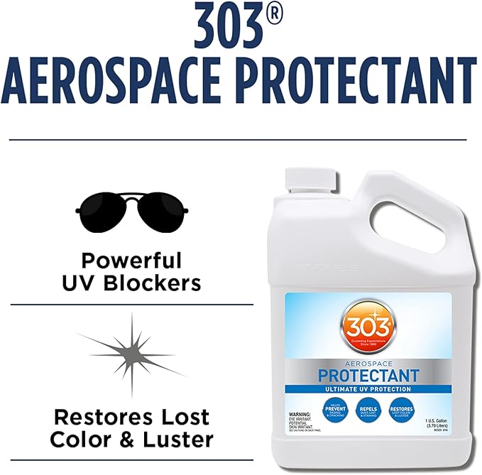 303 Products Aerospace Protectant Spray, UV Protection for Outdoor Surfaces – Protects Vinyl, Plastic & Rubber, Repels Dust & Dirt, Matte Finish, 1 Gallon