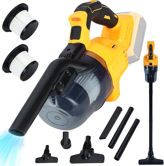 Cordless Vacuum Compatible with Dewalt 20V Battery, Handheld Vacuum Cleaner ｗith 2 Washable HEPA Filters, Brushless Vacu