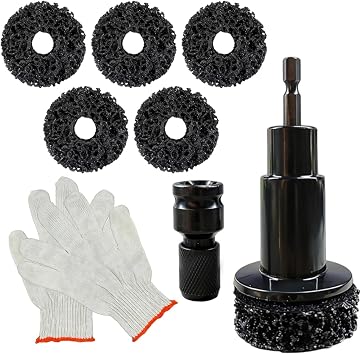 Craedli Wheel Hub Cleaning Tool Kit with 5 Pads & Gloves, Brake Rotor Resurfacing & Wheel Stud Cleaner Rust Removal Tool