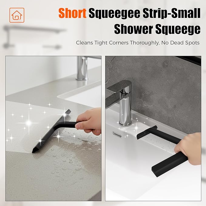 Shower Squeegee for Glass Doors,All-One-Piece Silicone Squeegee for Shower Glass with Mobile Hook,Household Window Mirror Squeegee,for Cleaner Bathroom, Window,Glass, Kitchen, Tile Wall, Car