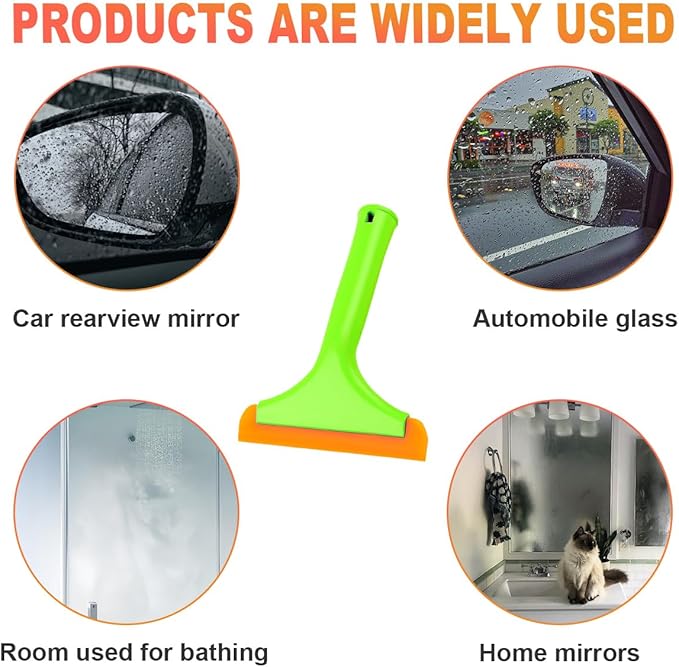KVAEY Small Silicone Window Squeegee, 5.9 Inch Car Windshield Water Blade Squeegee with Non-Slip Handle, All-Purpose Cleaning Squeegee for Car Windshield, Window, Mirror (Light Green)