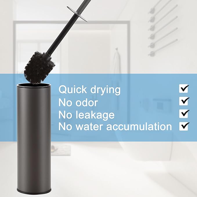 BGL Gunmetal Grey Toilet Brush and Holder,Stainless Steel Toilet Brushes for Bathroom with Holder