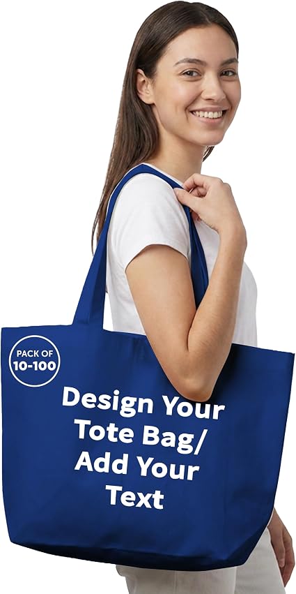 DISCOUNT PROMOS Personalized Southern Style Grocery Tote Bags Set of 10/50/100 Custom Bulk Pack, Reusable Grocery & Shop