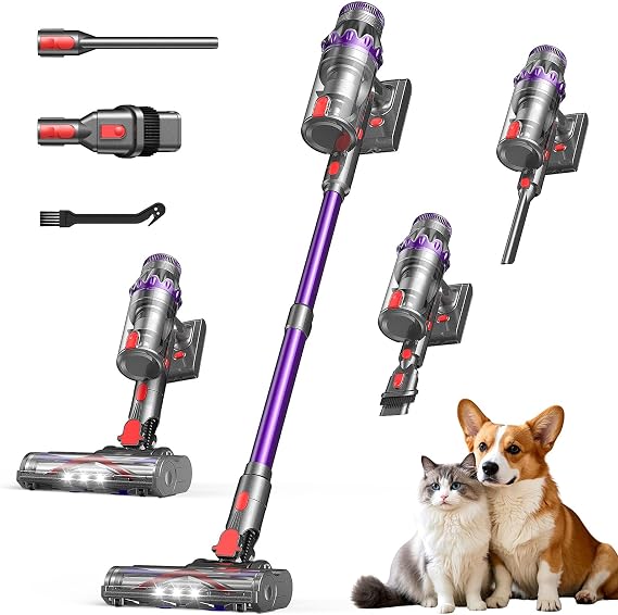 FEPPO Cordless Vacuum Cleaner, Upgraded 70Mins Powerful Vacuum Cleaners for Home with Self-Standing, Touch Screen, Anti-