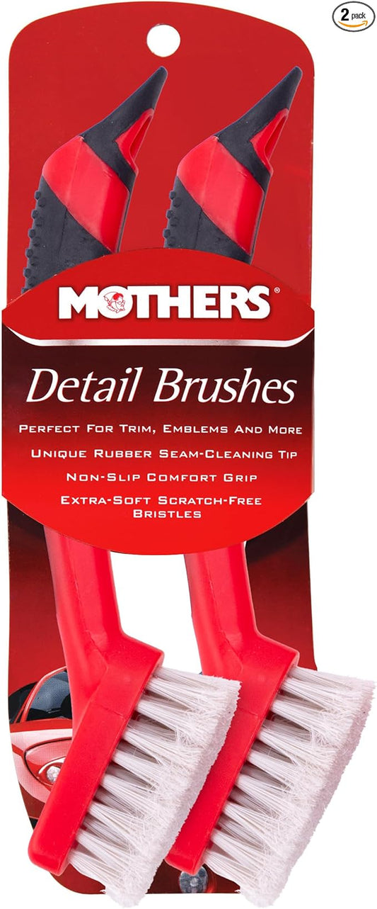 Mothers Car Detailing Brush for Stain and Hair Removal on Vinyl and Leather Seats - 2 Pack