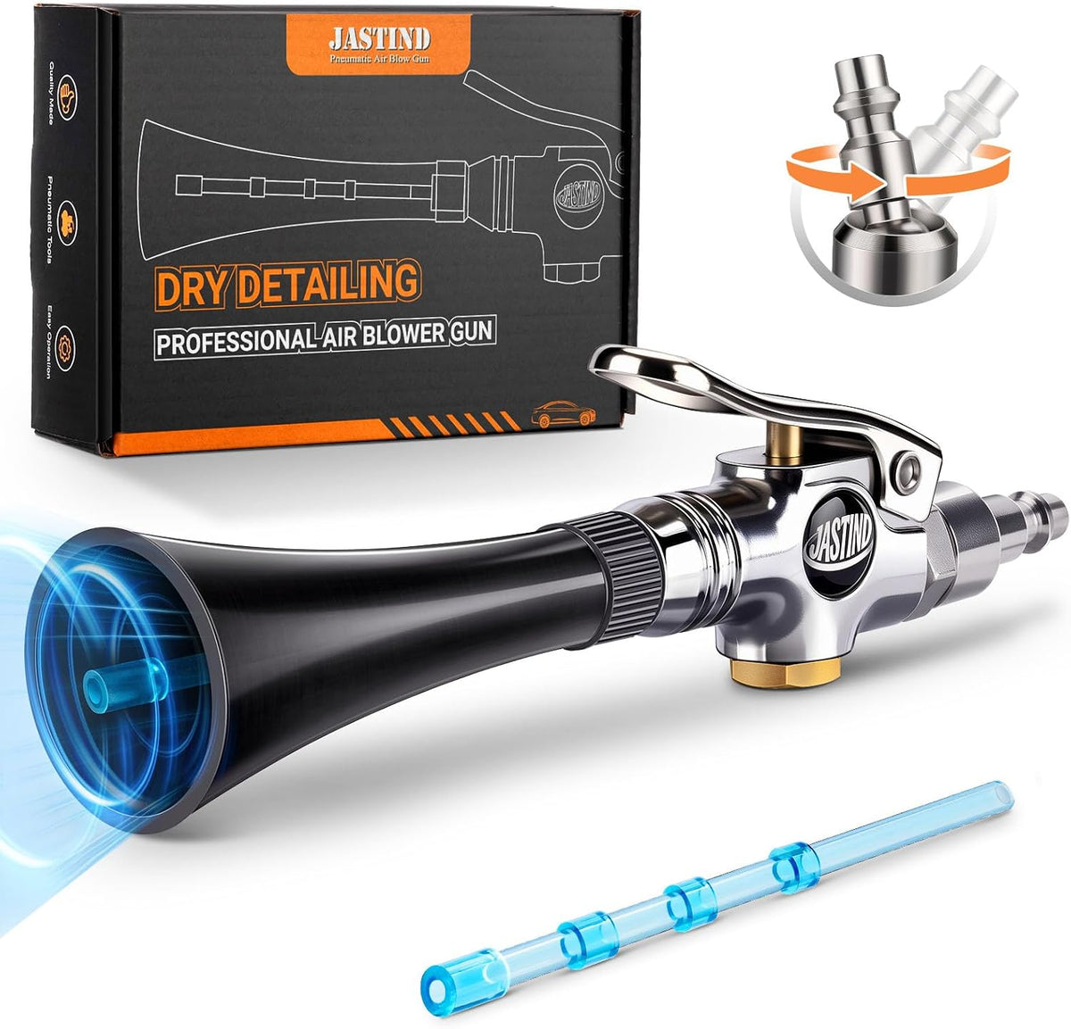 Tornado Mini Air Gun for Car Detailing, 360° Swivel Quick Connector