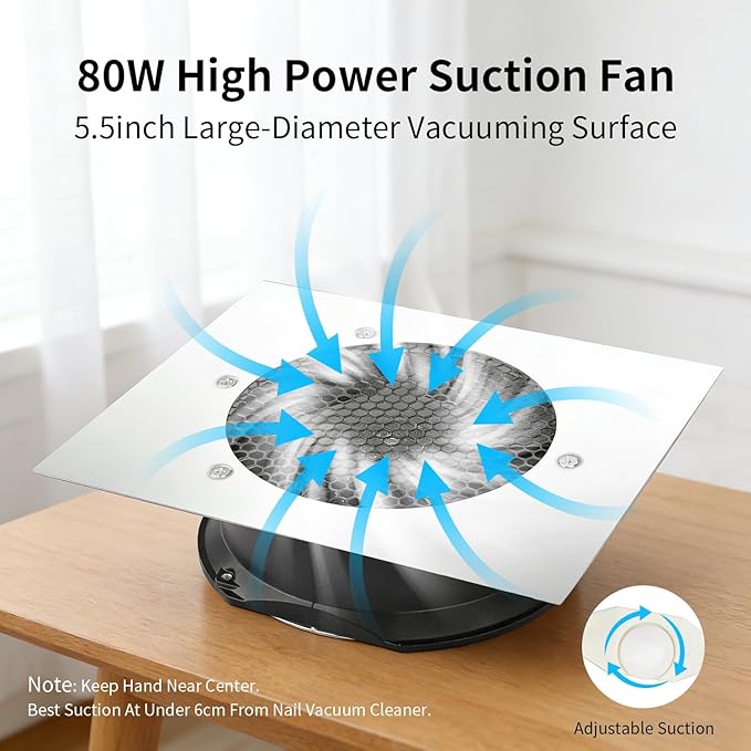 Powerful Nail Dust Collector Built in Table Desk Nail Vacuum Cleaner Professional Table Embedded Dust Extractor Vacuum Built in Desktop Nail Dust Collector Quiet Nail Fan Acrylic Nail Tools