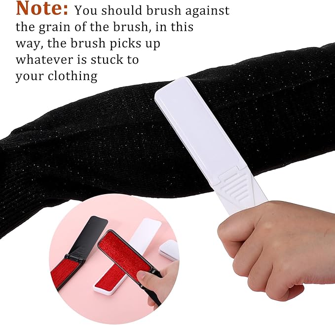 Foldable Lint Brush for Clothes, 4 Pcs Portable Travel Size Lint Remover Brush Reusable Mini Compact Lint Removal Tool for Furniture Couch Sofa Pet Hair Fabric Fluff Dust Removal (Black, White)