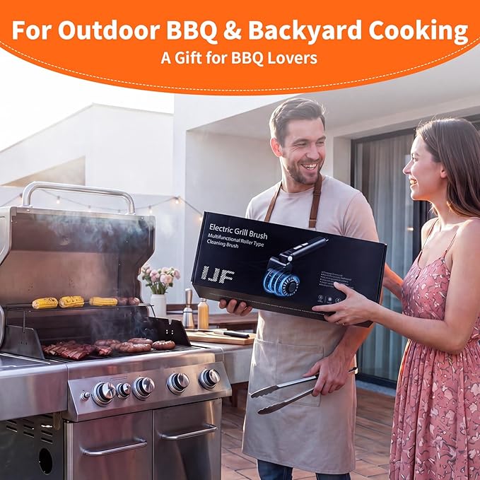 Electric Grill Cleaner 3-in-1 Kit, Cordless BBQ Grill Cleaner with Adjustable Angle, High Torque Motor, 3-Speed Rotating Grill Cleaning Brush for Burnt-On Grease & Grill Grates, Rechargeable
