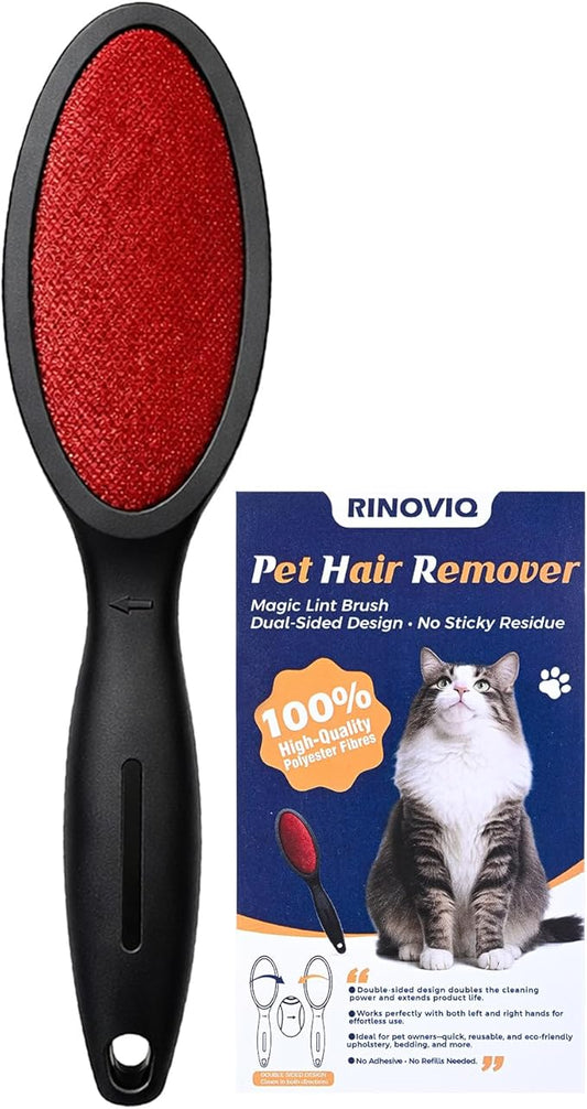 1 Pack Magic Lint Remover Brush for Pet Hair, Reusable 2-Sided Lint Brush for Clothes, Bedding, Carpet & Furniture, No Sticky Lint Roller Refills Needed