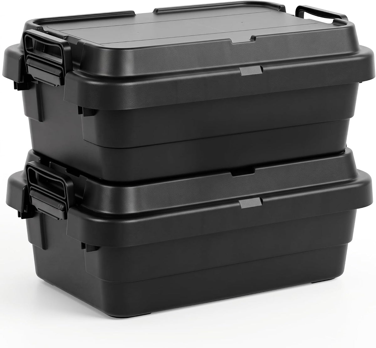 32 QT Storage Bins with Lids, Heavy Duty, Black, Stackable, 2-Pack
