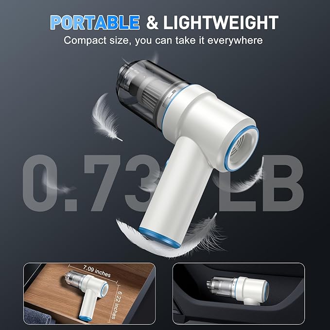 KMM Handheld Car Vacuum Cleaner, 9000PA Vacuum Cleaner & Air Duster, 120W High Power Vacuum Portable Cordless, Hand Held Vacuum Rechargeable with Multi-Nozzles & LED Light for Home, Car, Office