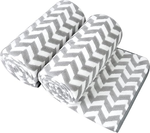 JML Microfiber Bath Towels, Chevron Grey, 30" x 60", 2 Pack