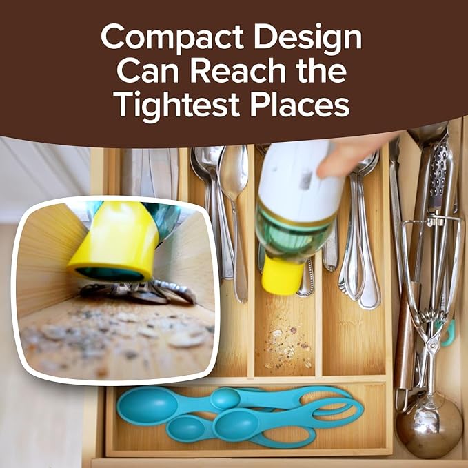 Horsepower Duck Compact Cordless Vacuum, Ultra-Powerful Upgraded Battery for Extra-Long Run Time, AS SEEN ON TV, Strong Suction, Easy to Store, Portable & Rechargeable. Home & Auto (Duck Gold)