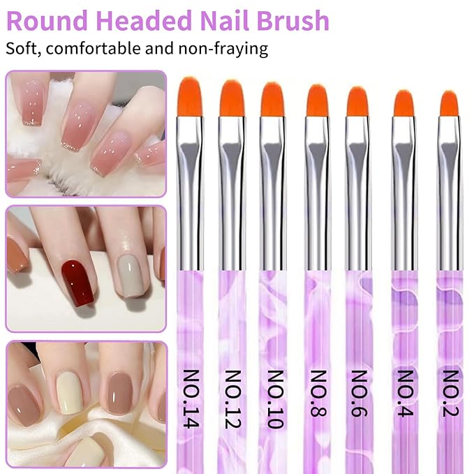 28Pcs Purple Handle Nail Art Brush Set - All-in-One Manicure Tool Kit with Cuticle Brush, Dust Brush, Liner Brush & Builder Gel Brushes for Salon & DIY Nail Art