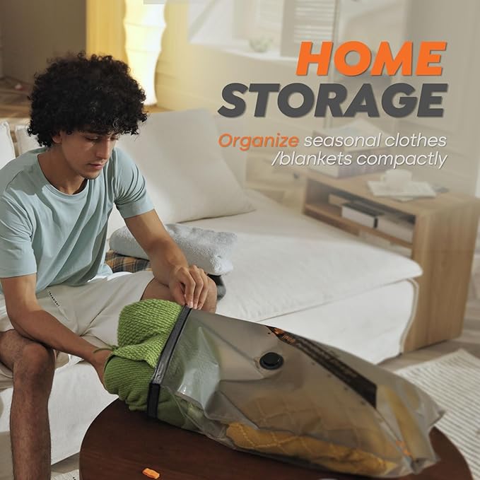 Rechargeable Wireless Pump Travel Storage Bags Set - 15 Pack Large Size Vacuum Bags for Travel & Home, Space-Saving Compression Packing for Clothes, Blankets & Bedding