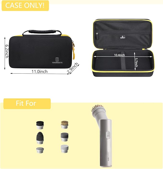 Tourmate Hard Storage Case Compatible HOTO Cordless Electric Spin Scrubber,Travel Box for Bathroom Cleaning Brush（Case Only） (Black & Yellow)