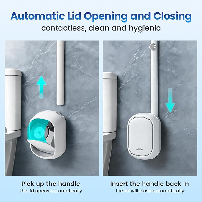 JUDRDO Disposable Toilet Brush,Toilet Bowl Cleaner,Wall Mounted Toilet Bowl Brush with 36 Refills for Deep Toilet Cleaning,Toilet Brush and Holder Set for Hygienic Bathroom Maintenance