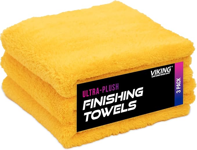 VIKING Plush Microfiber Cleaning Cloth for Cars, 16 x 16 Inch, 3 Pack