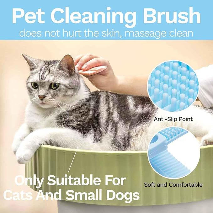 Silicone Pet Hair Removal Tool 2-in-1 Dog Cat Brush for Shedding & Lint Remover for Couch Carpet 2 Pack Pet Supplies (Pink and Blue)