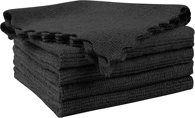 Orighty Microfiber Cleaning Cloth, 5 Pack Highly Absorbent Cleaning Rags, Household Cleaning Supplies, Reusable Lint Free Cloths Microfiber Rag for House, Kitchen, Car Care, 12x11 inch, Black